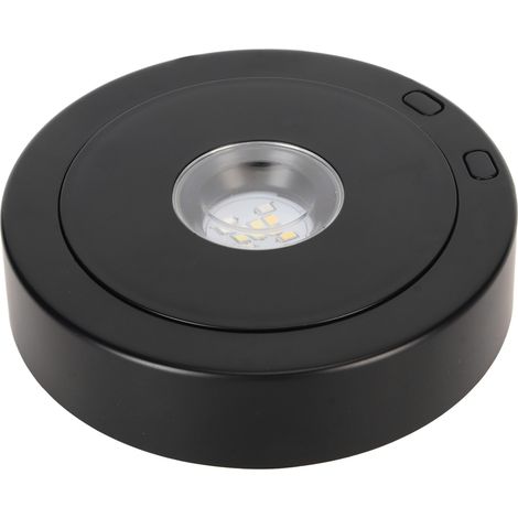 Socle d'affichage rotatif à LED, noir, à 360 degrés, rond style années 1980, support d'affichage pour plateau tournant alimenté par batterie ou USB, adapté au verre cristal.