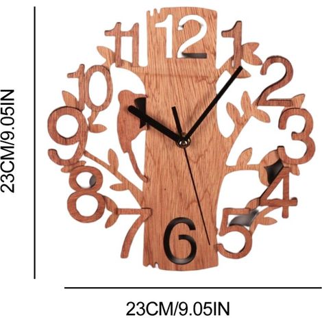 Horloge murale silencieuse en forme d'arbre, idéale pour la décoration du bureau, du salon ou de la chambre. (1/5)