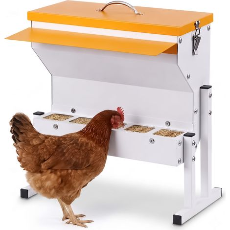 Mangeoire automatique pour poules – 5 ports d'alimentation - Distributeur en acier galvanisé – Capacité 16 L – Dimensions 44 x 20 x 43 cm (1/5)