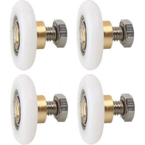 27 mm 4-piece Shower Door Roller, Replacement Wheels for Shower Door, Grooved Shower Door Rollers with Screws, Diameter 27 mm