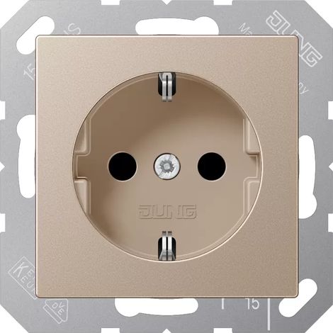 Jung SCHUKO®-Steckdose, 16 A 250 V , SAFETY+, Duroplast lackiert, Serie A, champagner A 1520 KI CH (1/2)