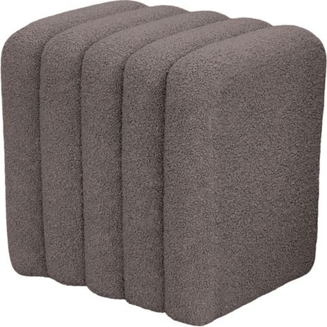 Pouf rembourré en tissu bouclette - Taupe - Leto