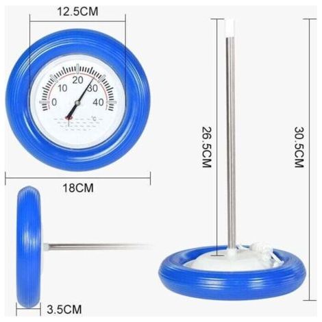 NALOOKAMIC Anneau de Sauvetage Thermomètre Bleu,Thermomètre de piscine avec anneau flottant bleu