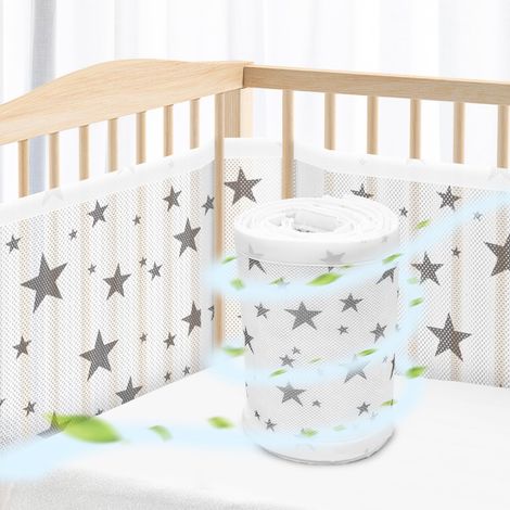 Tour de lit pour bébé - 70 x 140 cm - Maille Respirante de qualité supérieure - Protection Contre Les pincements - Motif étoile