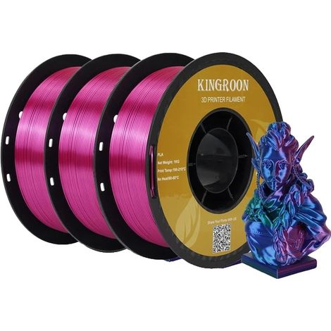 Filamento para impresora 3D, acabado sedoso, bobina de 3 kg, 3 kg Rojo Verde Azul (1/2)