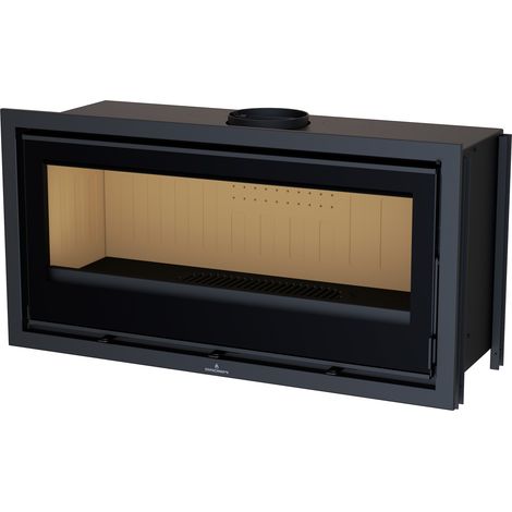 Bronpi – Insert cheminée canalisable 15 kW – Foyer en vermiculite – 2 sorties canalisables – Prise d'air extérieur – Rendement 81%