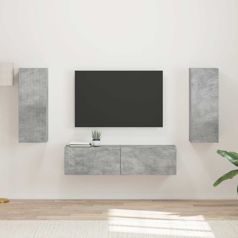 TV-Schrankset Wandmontiert 2 pcs Beton Grau Holzwerkstoff