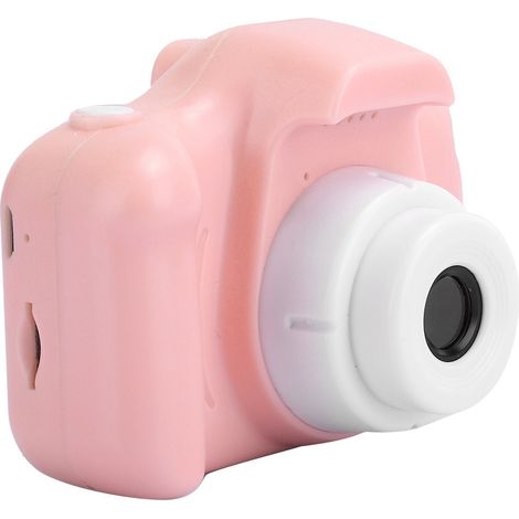 Appareil photo numérique miniature rose pour enfants, facile à utiliser et à photographier.