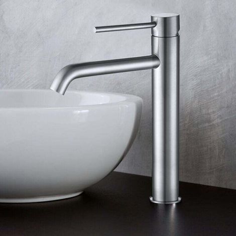Robinet Salle de Bain, Mitigeur de Lavabo Bec 45°,Chaud Froid Réglable,Robinet Lavabo en Acier Inoxydable - Chromé (1/4)