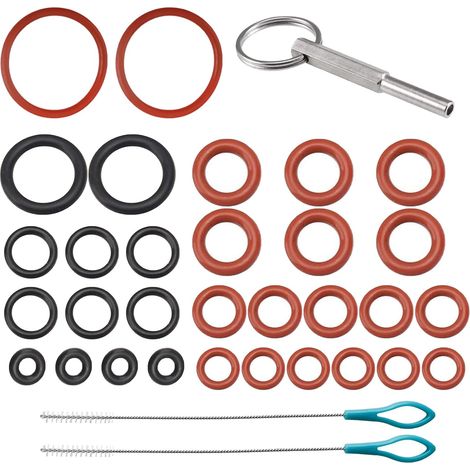 Clé à tête ovale avec anneau porte-clés pour kit de joints Jura 33 pièces Kit de joints de rechange avec 2 brosses de nettoyage, compatible avec les machines à café automatiques Jura. (1/5)