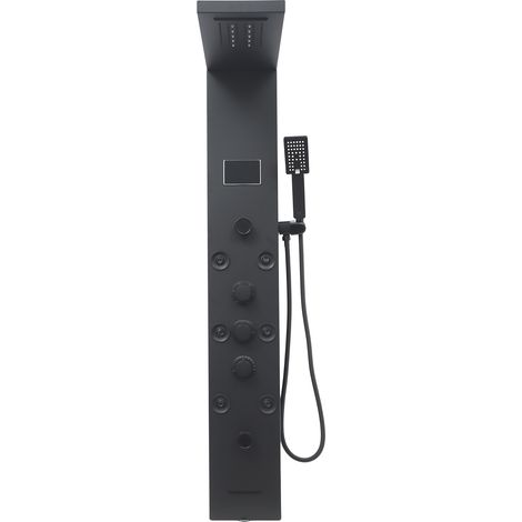 【Chauffage et ventilation】Panneau de douche intelligent 6 en 1 à LED avec valve en céramique, buses de massage et tuyau en acier inoxydable de 1.5 m pour système de douche en acier inoxydable 304, mon (1/5)
