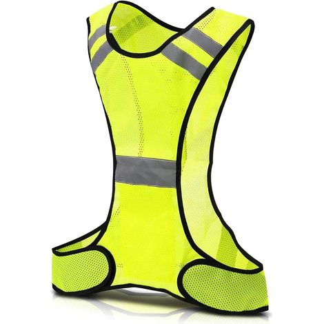 Gilet Réfléchissant - Haute Visibilité - Maille Respirante - Ajustable 82 à 110 cm - Pour Cyclisme Course À Pied Travaux Routiers - 1 Pièce (1/5)