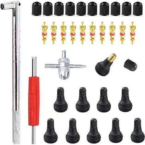 23Pcs Demonte Valve Pneu Outil Remover pour Voiture Remplacement, Valve Core 10pcs, 4-1 Outil de Réparation - Tire Repair Kit (1/5)