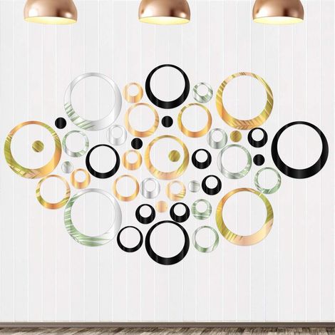 Pegatinas de espejo circulares, 72 pegatinas de espejo redondas para decorar dormitorios, salas de estar, oficinas y pegatinas de espejo de pared. Utiliza un diseño de efecto espejo, pegatina de pared (1/5)