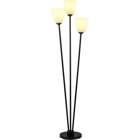Lampadaire sur Pied à 3 Lumières avec Interrupteur au Pied 153 cm Lampadaire Décoratif avec Abat-jour et 3 Douilles E27,Lampe de Salon avec Base Ronde (1/5)