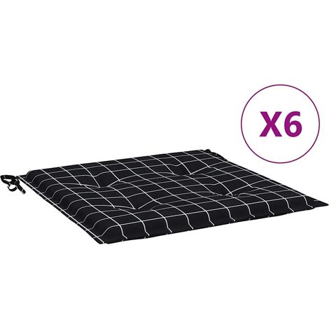 Maison Exclusive - Podušky na zahradní židli 6 ks černé kárované 50x50x3 cm textil (1/5)