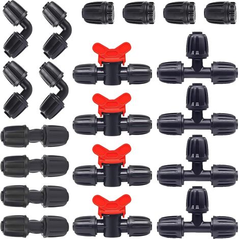 20pcs Drip Irrigation Fitting Irrigation Connection Kit Pe Pipe Connector for 16mm PE Pipe Irrigation Fittings Kit (1/5)