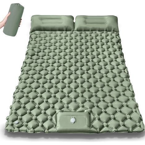 Matelas Camping 2 Personnes, 190 125cm Auto-gonflants Matelas, Gonflable Camping imperméable avec Oreiller e Pompe à Pieds, pour randonnée, Tente, Plage (1/5)