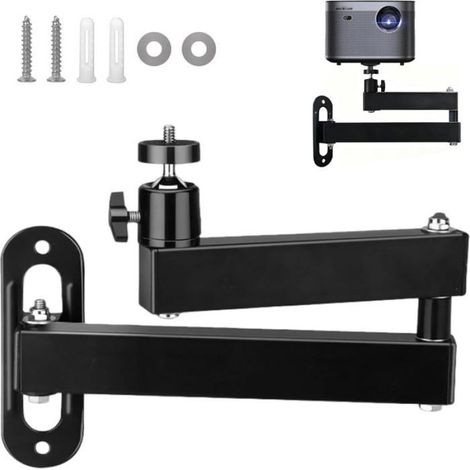 Support Videoprojecteur Mural Réglable À Rotation 360°, Support Mural Pour Projecteur Avec Interface À Vis 1/4", Bras Articulé Pou (1/5)