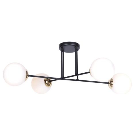 Plafonnier Kaja ISLA 4 globes verre noir/blanc E14