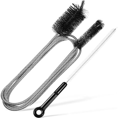 Brosse de Nettoyage pour Évier et Tuyau en Nylon et Acier Inoxydable, Flexible à Double Embout, pour Déboucher Drains et Filtres la Maison Extérieur (1/5)
