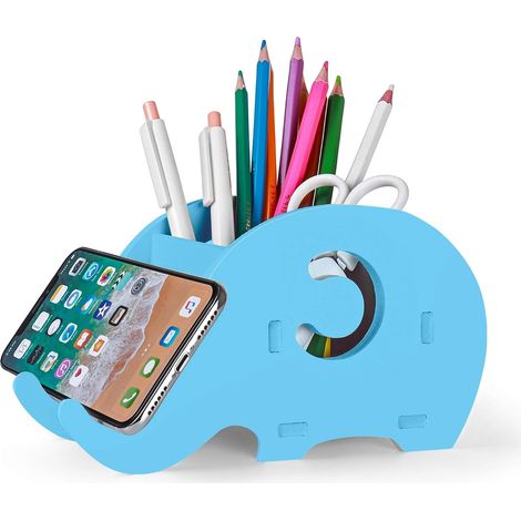 Joli porte-stylo éléphant (bleu),