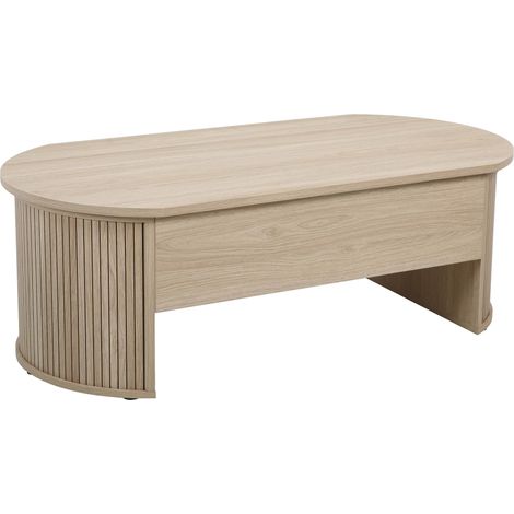 Table basse ovale avec plateau relevable effet bois clair