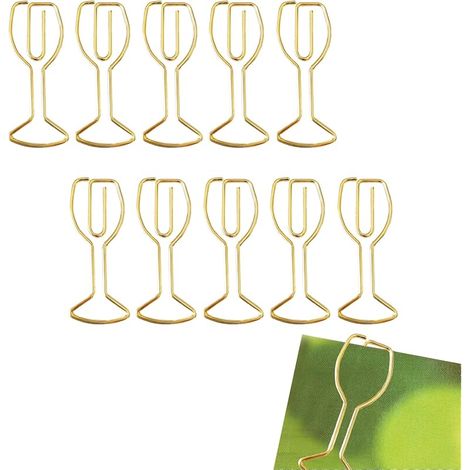 Lot de 10 trombones en forme de gobelet avec boîte de rangement, marque-pages pour verre à vin de 33 mm (1/5)