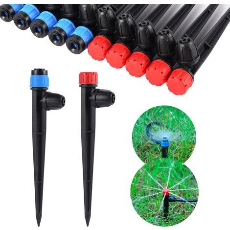 Émetteurs d'irrigation goutte à goutte, avec goutteur réglable à 360 degrés, adaptés aux tuyaux de 0,64 cm, 25 arroseurs de jardin goutte à goutte, 25 émetteurs parfaits (50 pièces - couleur 25 arros (1/5)