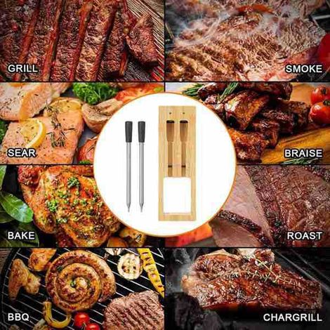 1 jeu de couleurs : voir photo. Matériau : sonde de barbecue en acier inoxydable avec Bluetooth sans fil et thermomètre de cuisine. (1/5)