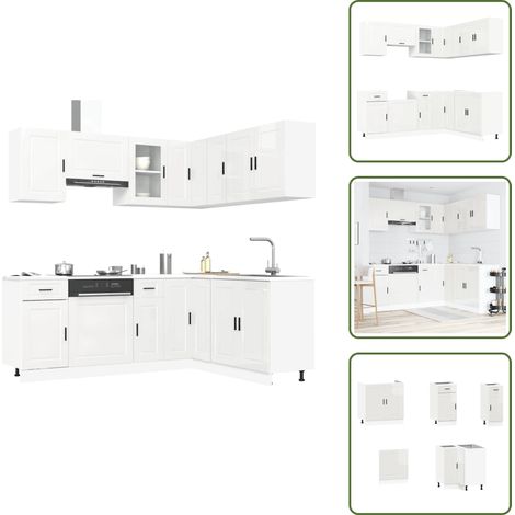 11-tlg. Küchenschrank-Set Porto Hochglanz-Weiß Holzwerkstoff - Küchenschrank-Set - Küchenschrank-Sets - Küchenzeile Einbauküche - Küchenschrank (1/5)
