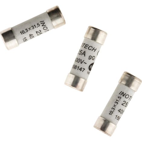 3 Keramik-Sicherungen 10,3x31,5mm - 25A Mit Kontrollleuchte - NF -