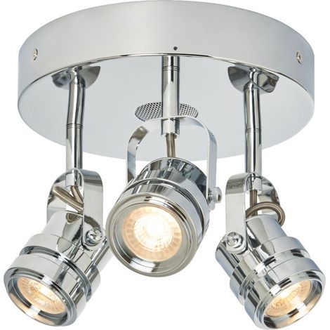 Litecraft Marisa Chrome Spotlight Plate Bathroom 3 Light with Bluetooth Speaker (1/5)