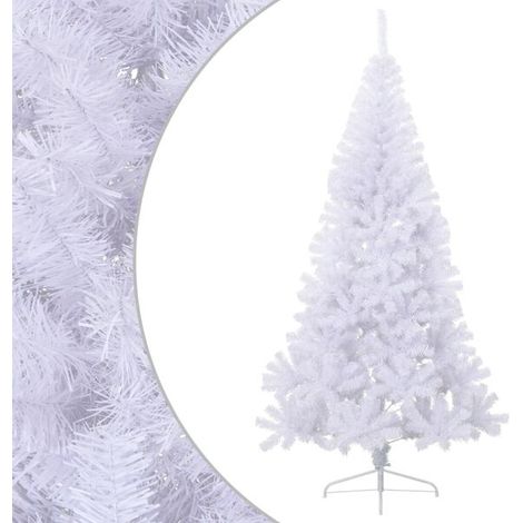 Demi-sapin de Noël artificiel, avec un socle blanc, de 210 cm de long, en PVC. (1/4)