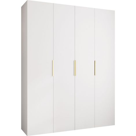 Armario Hartford 574, Blanco, 246x190x42cm, Puertas de armario: Con bisagras, Número de estantes: 12 (1/5)