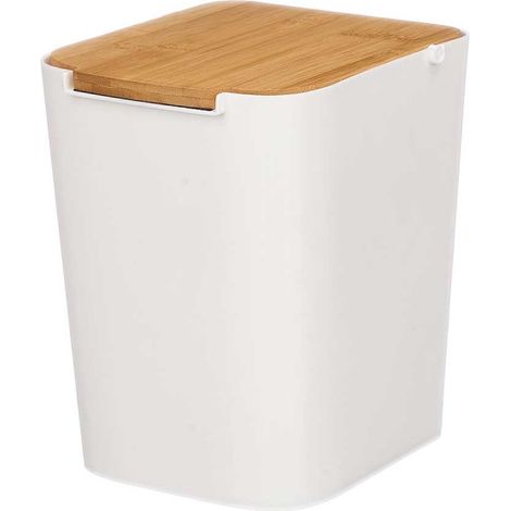 Cesto da cucina con coperchio in bambù, bianco (1/5)