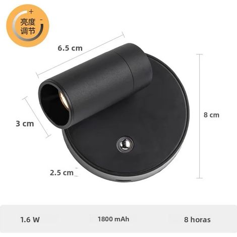 Lampe de lecture LED rechargeable USB (noir et blanc chaud) avec base magnétique et interrupteur tactile (1/5)