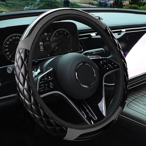 Coprivolante con superficie antiscivolo, adatto a volanti da 14,5-15 pollici, accessorio di protezione per interni, universale, adatto a SUV, berline e camion (grigio). (1/5)