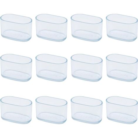 Couvre-jambes de chaise, couvre-pieds de meubles en silicone ovale, protection anti-rayures au sol, 12 pièces transparentes/12 pièces 15X22mm (1/5)