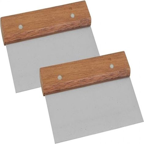 Deegschraper - 15 Cm Roestvrijstaal Met Houten Handvat - Voor Deeg Schrapen Snijden Mengen Boter - Set Van Twee (1/5)