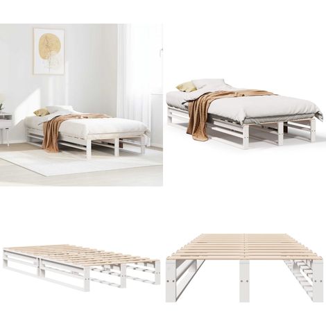 vidaXL Massivholzbett ohne Matratze Weiß 90x200 cm Kiefernholz (1/5)