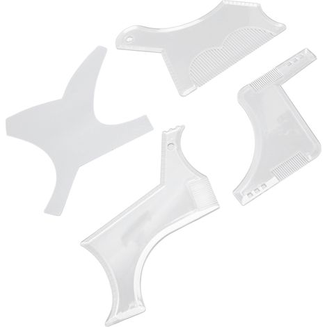 Outil de mise en forme de barbe en 4 pièces, guide et gabarit de coiffage pour hommes, transparent (1/5)