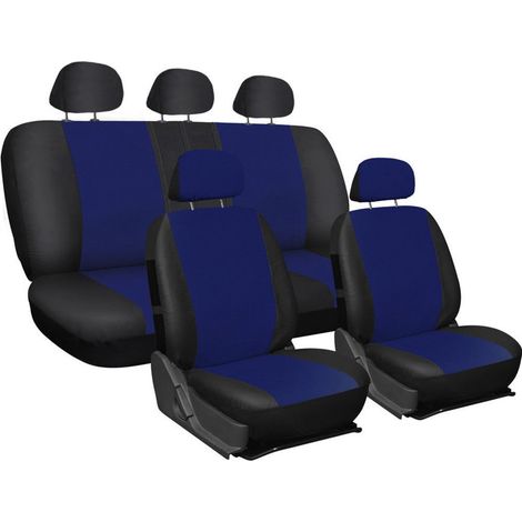 TRADE SHOP - Coprisedili Universali Per Auto In Cotone Bicolore Blu Scuro E Nero Copri Sedile -