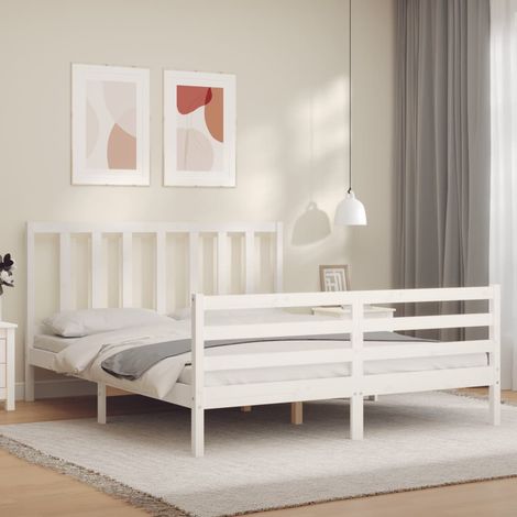 Massivholzbett ohne Matratze Weiß 160x200 Kiefernholz vidaXL (1/5)