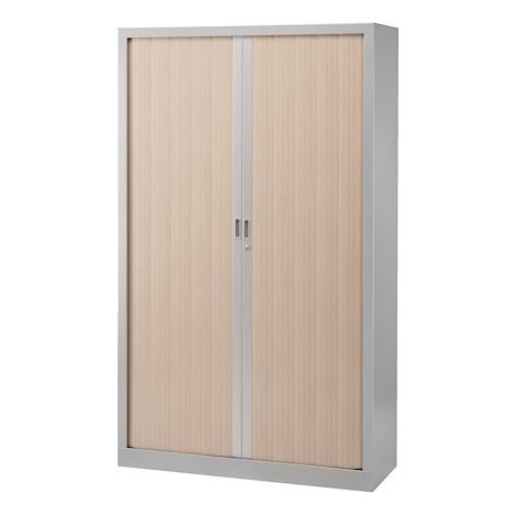 Armoire haute à rideaux monobloc Généric H 198 x L 120 cm alu-chêne clair