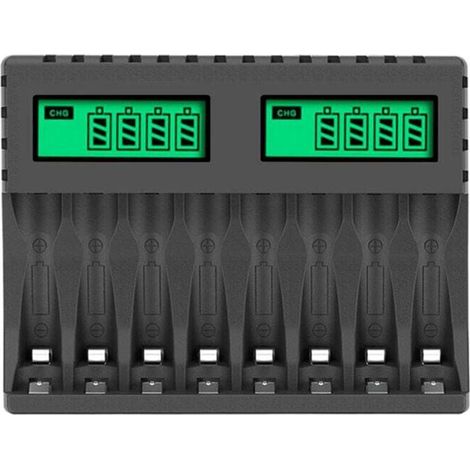 8-Steckplatz-USB-Schnellladegerät für wiederaufladbare AA- und AAA-Batterien