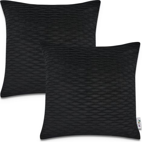 Paco Home Housses De Coussin Décoratif Velours Côtelé Housse De Coussin Lot Canapé 2pcs-Set, Noir 3
