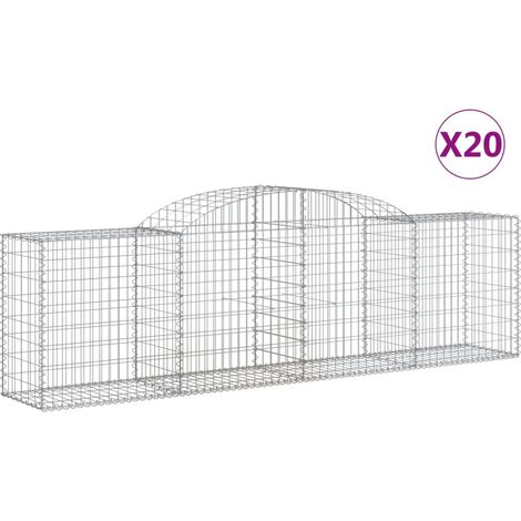 Paniers à gabions arqués 20 pcs  Mur en gabion 300x50x80/100 cm fer galvanisé