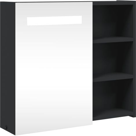 Armoire murale à miroir - Meuble de salle de bain avec LED noir 60x13x52 cm fr2940 - Maison La Vie (1/5)