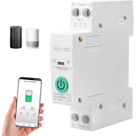 Interrupteur WiFi 1P+N Smart Rail - Relais Wi-Fi pour rail DIN Tuya/Smart Life - Commande vocale - Minuterie DIY SmartHome - Minuterie - Minuterie Wi-Fi (1/5)